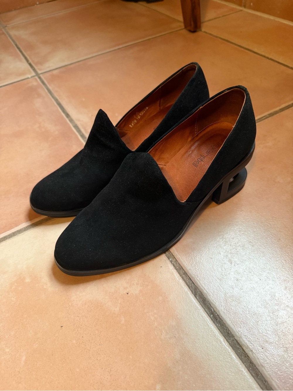 Jeffrey Campbell Suede Loafers with iconic architectural geometric heels